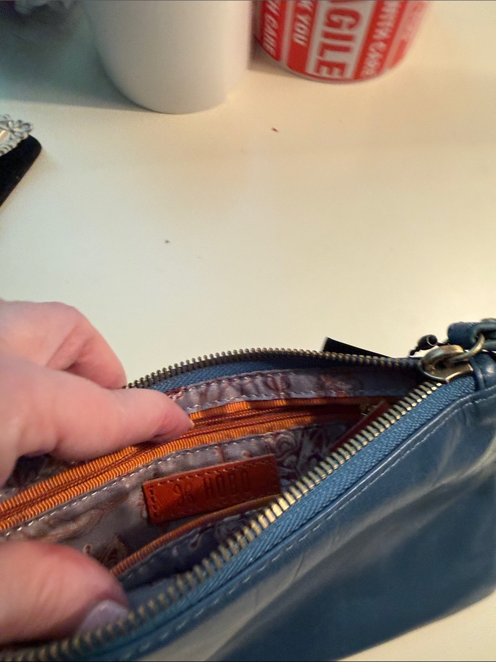 HOBO Blue Leather Wristlet Clutch - Picture 5 of 6
